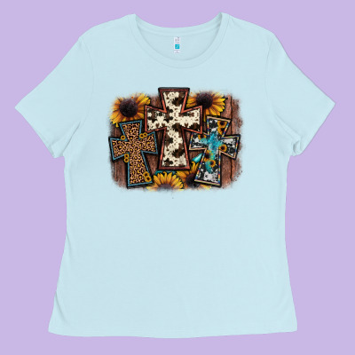 Cross Background Ladies Tee Designed By Jahusdesignshop