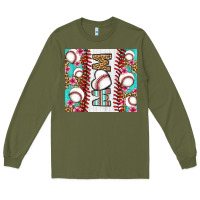 Army Green baseball mom Long Sleeve Tee - LillyAllenDesigns