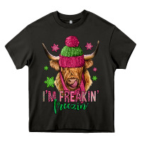 Asphalt i'm freakin freezin pink christmas long haired cow Heavy Core Tee - Jasminsmagicworld