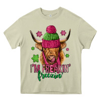 Mossy i'm freakin freezin pink christmas long haired cow Heavy Core Tee - Jasminsmagicworld