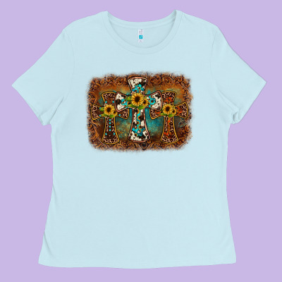 Cross Backgraund Ladies Tee Designed By Jahusdesignshop