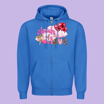Clouds Of Love With Balloons Valentine's Day Zipper Hoodie Designed By Howdyjamesfarm