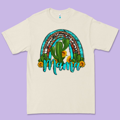 Western Cactus And Sunflower Mama Rainbow Premium Tee Designed By Artiststas