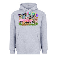 Heather Grey Happy Easter truck with farm animals Easter Day Heavyweight Hoodie - CowGirlArtShop