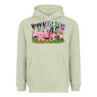 Matcha Happy Easter truck with farm animals Easter Day Heavyweight Hoodie - CowGirlArtShop