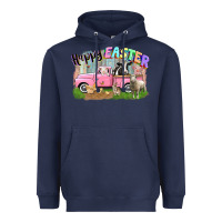 Navy Happy Easter truck with farm animals Easter Day Heavyweight Hoodie - CowGirlArtShop