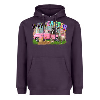 Plum Happy Easter truck with farm animals Easter Day Heavyweight Hoodie - CowGirlArtShop