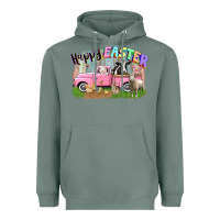 Sage Happy Easter truck with farm animals Easter Day Heavyweight Hoodie - CowGirlArtShop