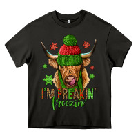Asphalt i'm freakin freezin christmas long haired cow Heavy Core Tee - Jasminsmagicworld