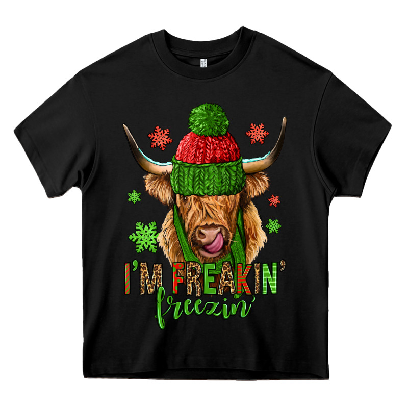 I'm Freakin Freezin Christmas Long Haired Cow Heavy Core Tee by Jasminsmagicworld | Teevron