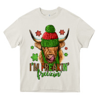 Cream i'm freakin freezin christmas long haired cow Heavy Core Tee - Jasminsmagicworld