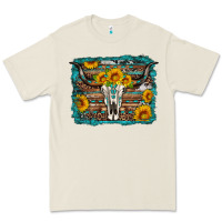 Bone longhorn bull skull western turquoise background Premium Tee - Artiststas
