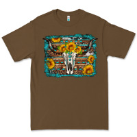 Cacao longhorn bull skull western turquoise background Premium Tee - Artiststas