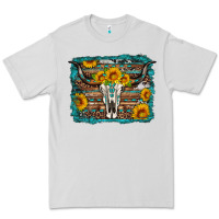 Dove Grey longhorn bull skull western turquoise background Premium Tee - Artiststas