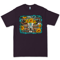 Plum longhorn bull skull western turquoise background Premium Tee - Artiststas