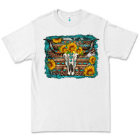 White longhorn bull skull western turquoise background Premium Tee - Artiststas