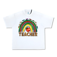 White rainbow teacher Urban Heavy Tee - NancyCooperArtShop