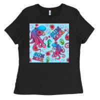 Black summer and octopus seamless pattern Ladies Tee - BundleAndBundleShop
