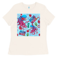 Bone summer and octopus seamless pattern Ladies Tee - BundleAndBundleShop