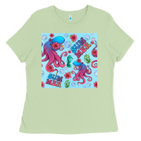 Matcha summer and octopus seamless pattern Ladies Tee - BundleAndBundleShop