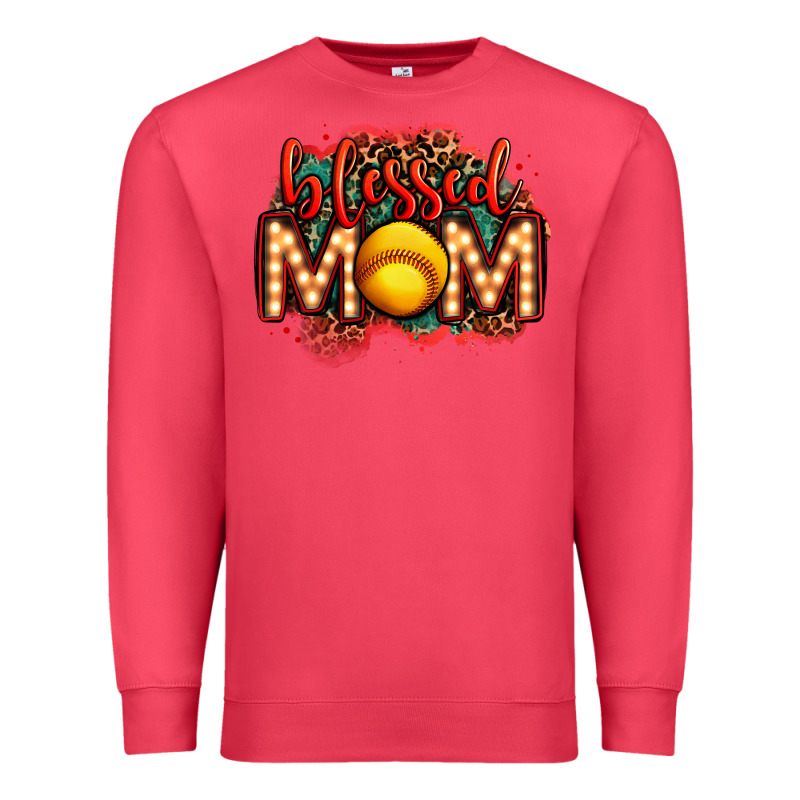 Blessed Softball Mom Lightbulb Letters Premium Sweatshirt by OliviaCreatesArt | Teevron