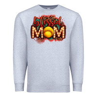 Heather Grey blessed softball mom lightbulb letters Premium Sweatshirt - OliviaCreatesArt