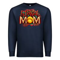 Navy blessed softball mom lightbulb letters Premium Sweatshirt - OliviaCreatesArt