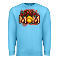Ocean Blue blessed softball mom lightbulb letters Premium Sweatshirt - OliviaCreatesArt