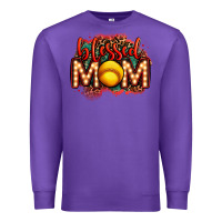 Purple blessed softball mom lightbulb letters Premium Sweatshirt - OliviaCreatesArt