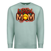 Seafoam blessed softball mom lightbulb letters Premium Sweatshirt - OliviaCreatesArt