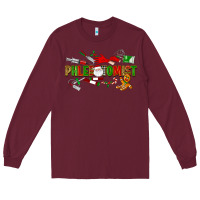 Burgundy christmas phlebotomist Long Sleeve Tee - LillyAllenDesigns