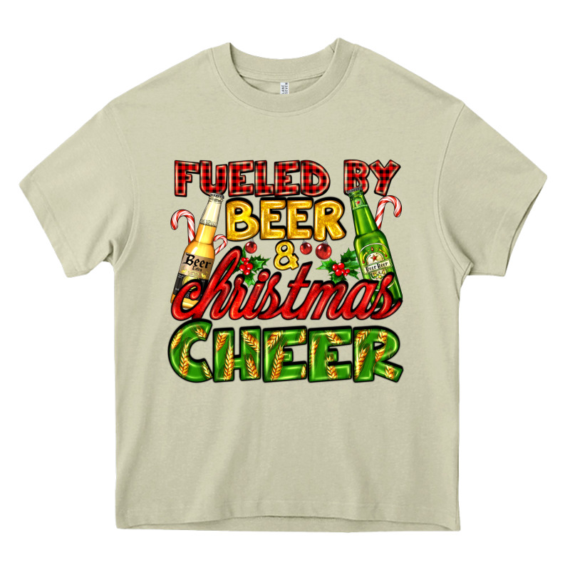 Fueled By Beer And Christmas Cheer With Beer Bottles Heavy Core Tee by AdoDesignShop | Teevron