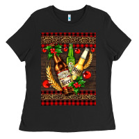 Black beer bottles with mistletoe Ladies Tee - AdoDesignShop