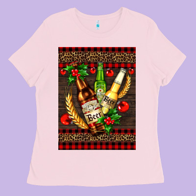 Beer Bottles With Mistletoe Ladies Tee Designed By Adodesignshop