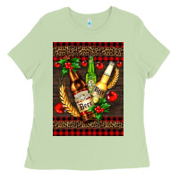 Matcha beer bottles with mistletoe Ladies Tee - AdoDesignShop