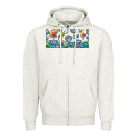 Oatmeal Heather sea shells Zipper Hoodie - TumblerDesignByShophia
