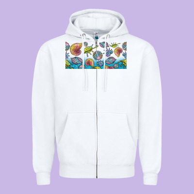 Sea Shells Zipper Hoodie Designed By Tumblerdesignbyshophia