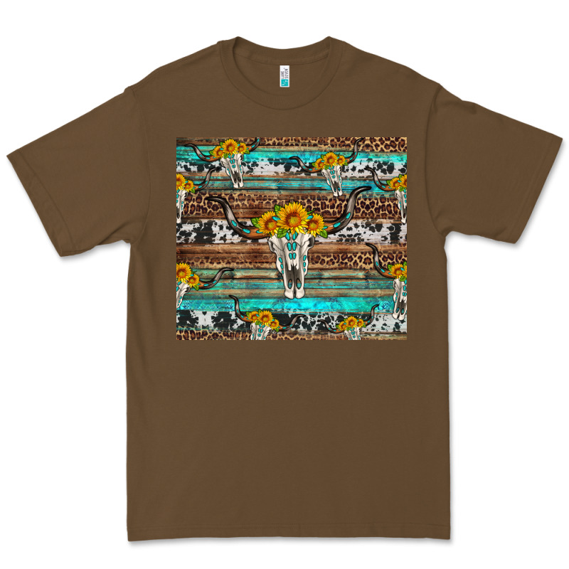 Longhorn Bull Skull Cowhide Leopard Turquoise Premium Tee by Artiststas | Teevron