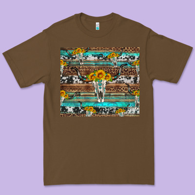 Longhorn Bull Skull Cowhide Leopard Turquoise Premium Tee Designed By Artiststas