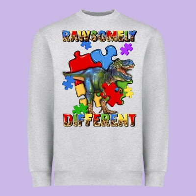 Rawsomely Different Autism T Rex Heavyweight Sweatshirt Designed By Artiststas
