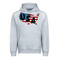 Heather Grey Usa Urban Hoodie - CowhideDigitalArt