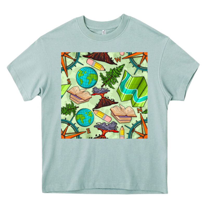 Geography Class Seamless Pattern Heavy Core Tee by BundleAndBundleShop | Teevron