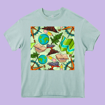 Geography Class Seamless Pattern Heavy Core Tee Designed By Bundleandbundleshop