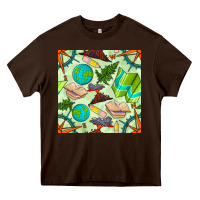 Chocolate Brown geography class seamless pattern Heavy Core Tee - BundleAndBundleShop