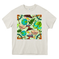 Cream geography class seamless pattern Heavy Core Tee - BundleAndBundleShop