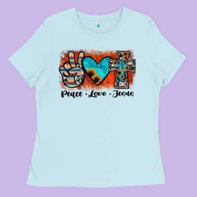 Peace Love Jesus Ladies Tee Designed By Jahusdesignshop