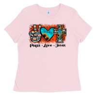Bubblegum Pink peace love jesus Ladies Tee - JahusDesignShop