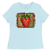 Baby Blue strawberry summer Ladies Tee - Jasminsmagicworld