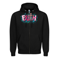 Black Cancer Faith Cross Zipper Hoodie - HowdyJamesFarm