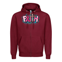Burgundy Cancer Faith Cross Zipper Hoodie - HowdyJamesFarm